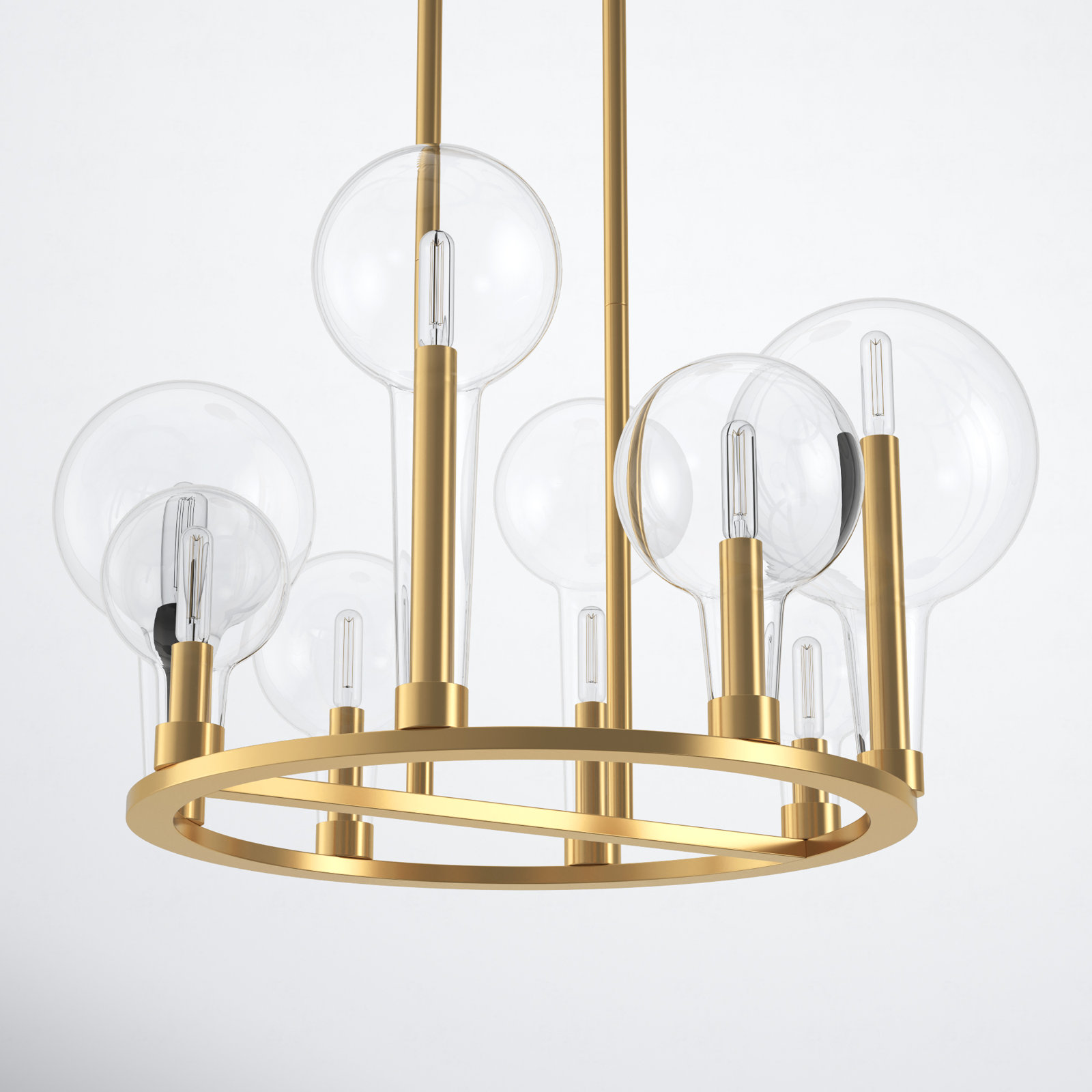 Indira 8 - Light Metal Dimmable Chandelier, Lacquered Brass
