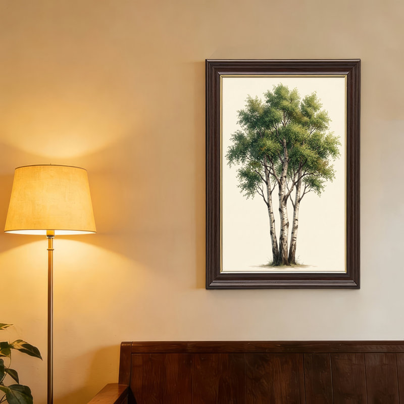 Art mural antique sur toile encadré doré pour le salon, la chambre à coucher, le bureau ou le vestibule - Décoration murale décorative avec bouleau