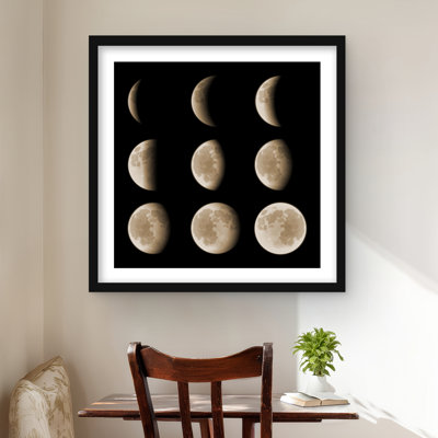 Eclipse in Nine Phases - Black Framed Matted Print for Decor
