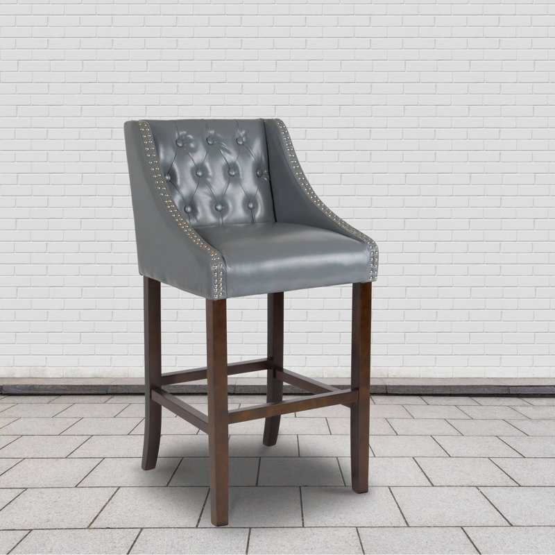 Tabouret de bar touffeté Desaria, Noir, Tabouret de bar (siège d'une hauteur de 30 po)