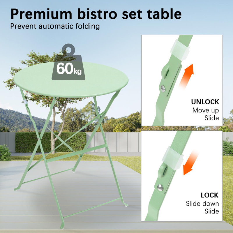 3 - Piece 2 - Person 81Cm L Outdoor Bistro Set, Green