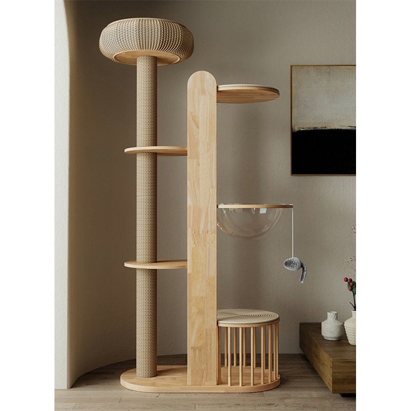74.8" Brown Standard Solid Wood Cat Tree
