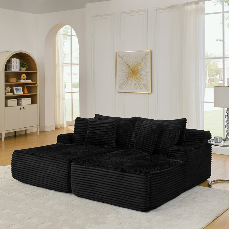 Canapé avec coussin moelleux et coussins, Noir