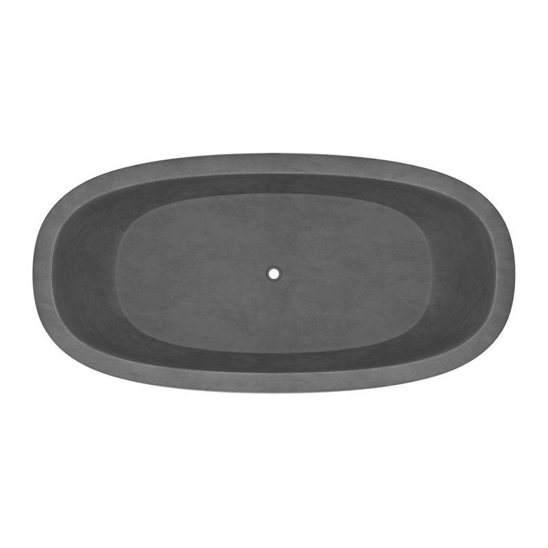 Avalon NativeStone Freestanding Soaking Cement Bathtub, Slate, 22" H x 36" W x 66" L