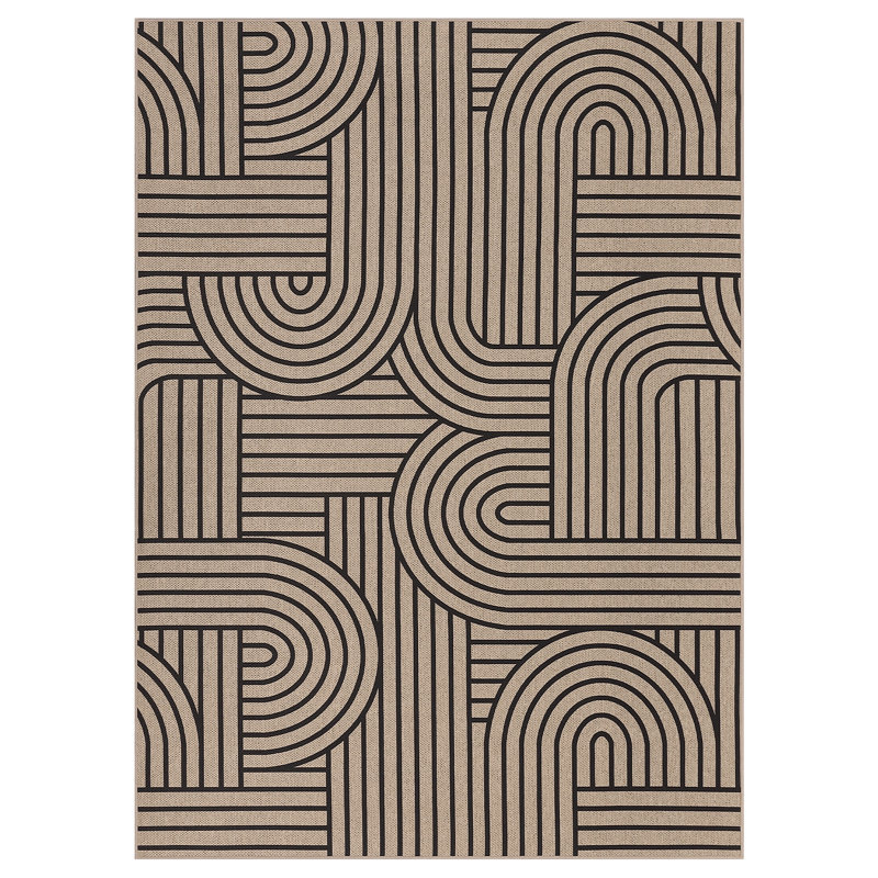 Thin Washable Jute Runner Rug – Non-Slip, Non-Shedding, Modern Neutral Rainbow Abstract Carpet for Entryway, Living Room, Dining, Patio
