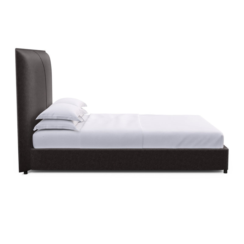 Mansfield Upholstered Bed, Queen, Plush Velvet Graphite, Weathered