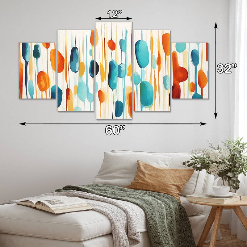 «Walking In The Autumn Woods», ensemble d'art mural abstrait 5 pièces, H 32 po x l 60 po
