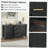 Sideboard Storage Cabinet, Fluted Credenza Buffet Cabinet with Two Doors and Three Drawers for Kitchen and Living Room, Black