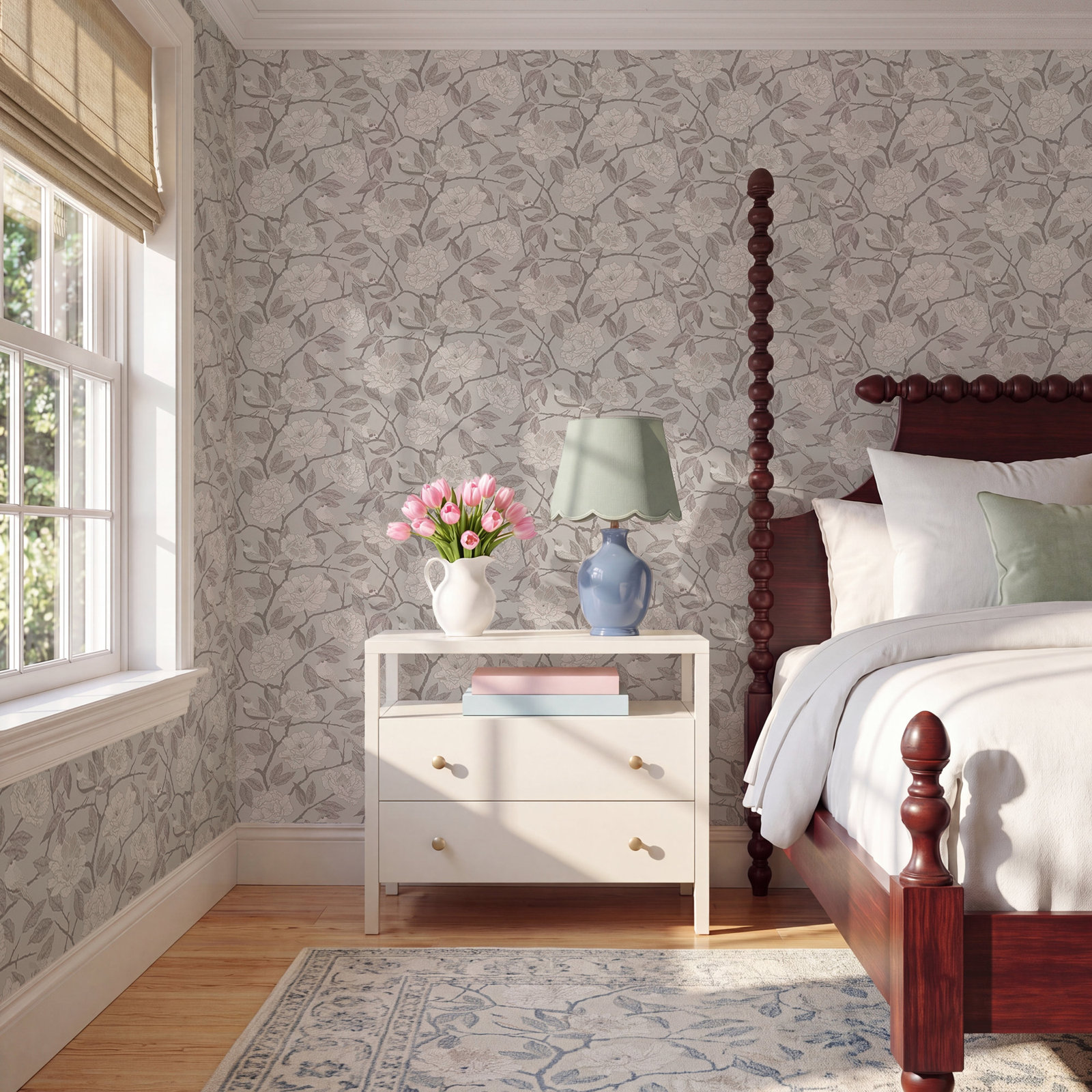 Botanical Wallpaper, White/Off-White
