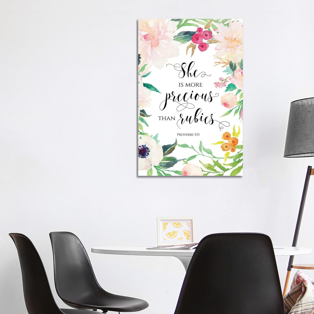 She Is More Precious Than Rubies - Proverbs 3:15 - Painting on Canvas