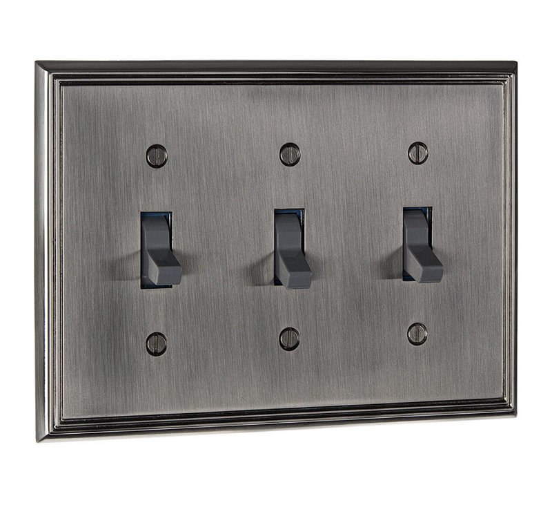 3-Gang Toggle Light Switch Wall Plate, Brushed Nickel