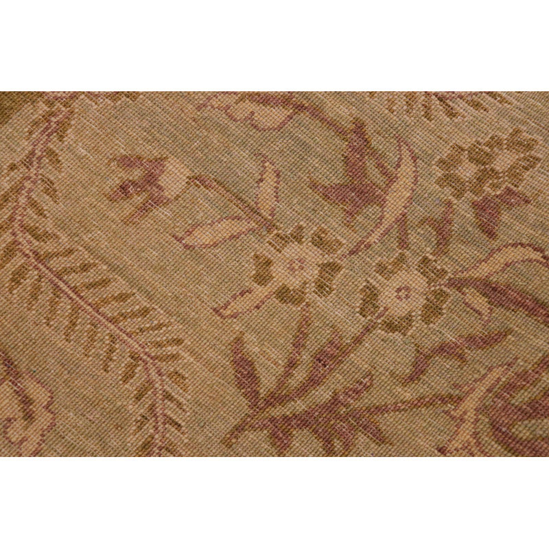 Tapis vert oriental en laine noué à la main 9 pi x 12 pi 1 po