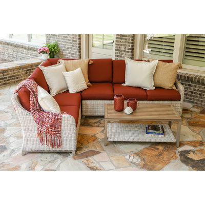 Ensemble de conversation modulaire en osier avec coussins 5 pièces