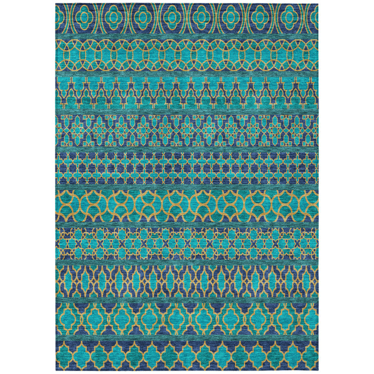 Juli Moroccan Polyester Machine Woven Rug with Non-Slip Backing 