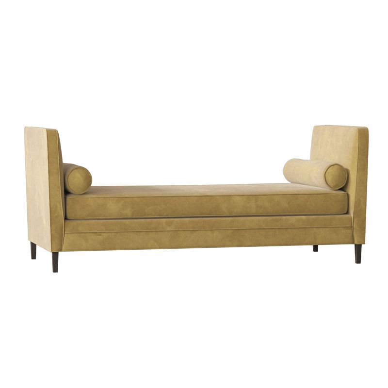 Lydia Upholstered Bench, Savona Butter, Brown Mahogany