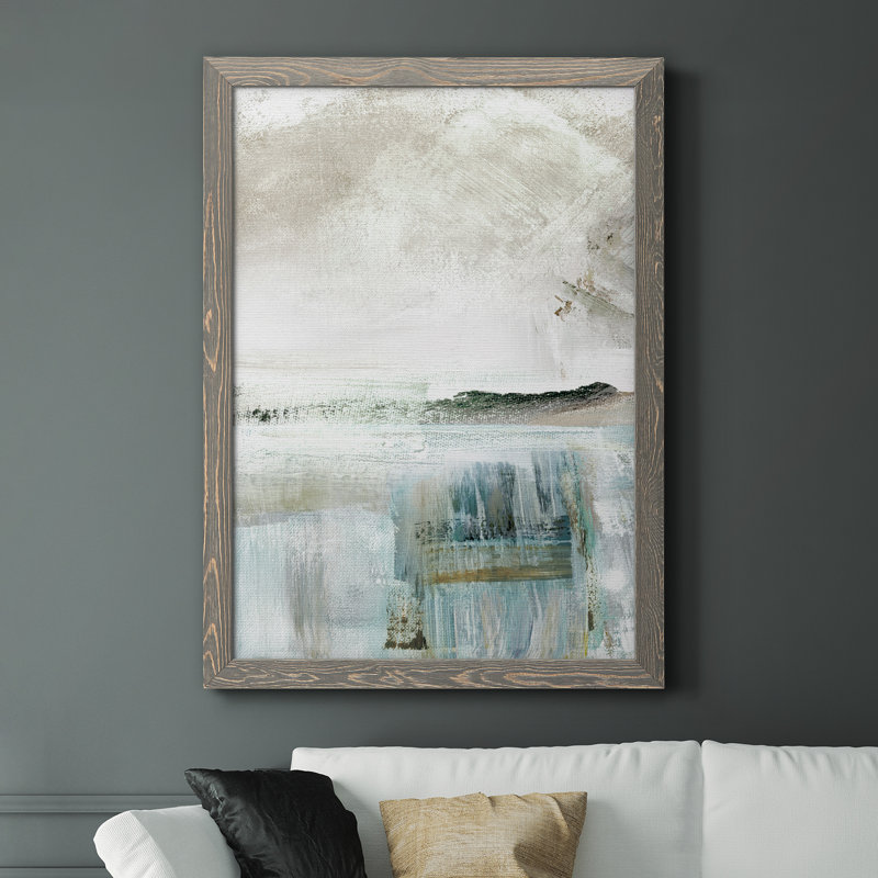Summer Teal II - peinture sur toile encadrée, Gris, H 37,5 po x l 27,5 po x P 1 po