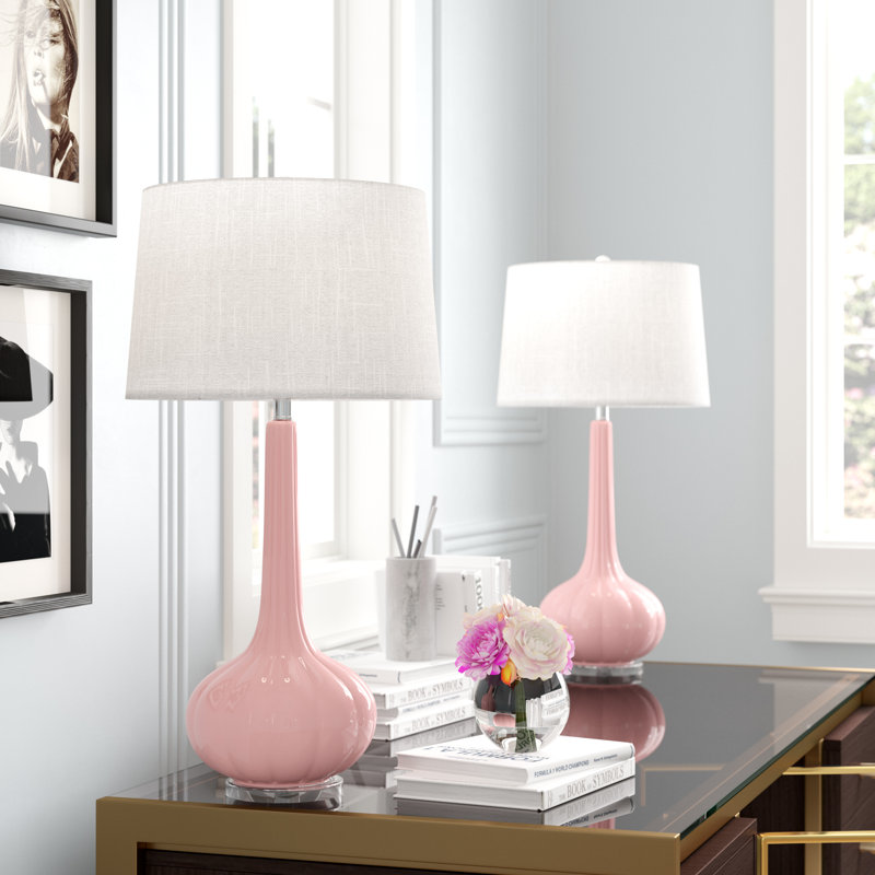 Musselman Glass Table Lamp, Pastel Pink