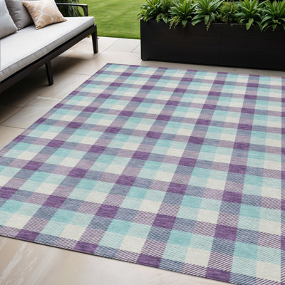Tapis d'intérieur lavable à carreaux beige 5 pi x 8 pi