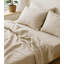 Ensemble de draps 80% Tencel 20% lin français 4 pièces de couleur blanche et beige-115101390-115101391