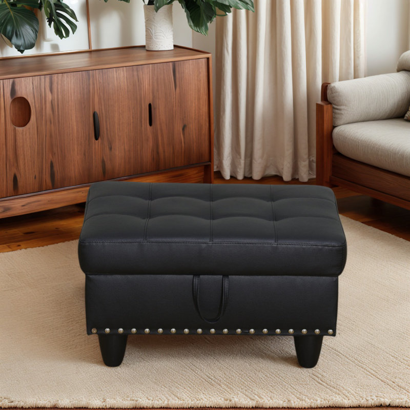 Faux Leather Ottoman