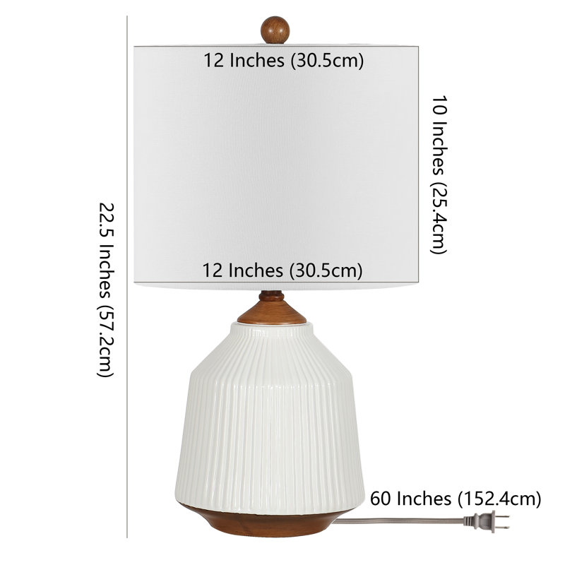 White Ceramic Table Lamp with Linen Drum Shade