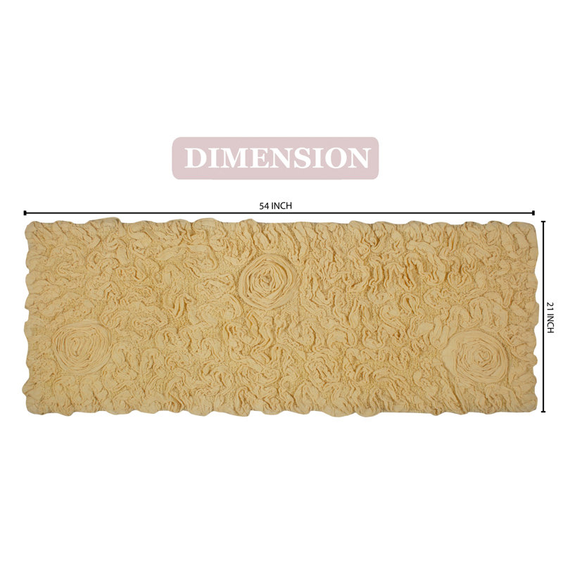 Skak Cotton Bath Rug, 21" W x 54" L, Yellow