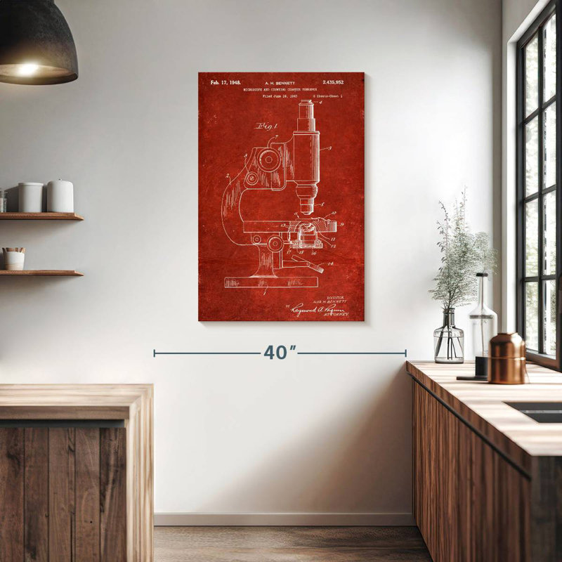Microscope and Counting Chamber Patent, 39" H x 26" W