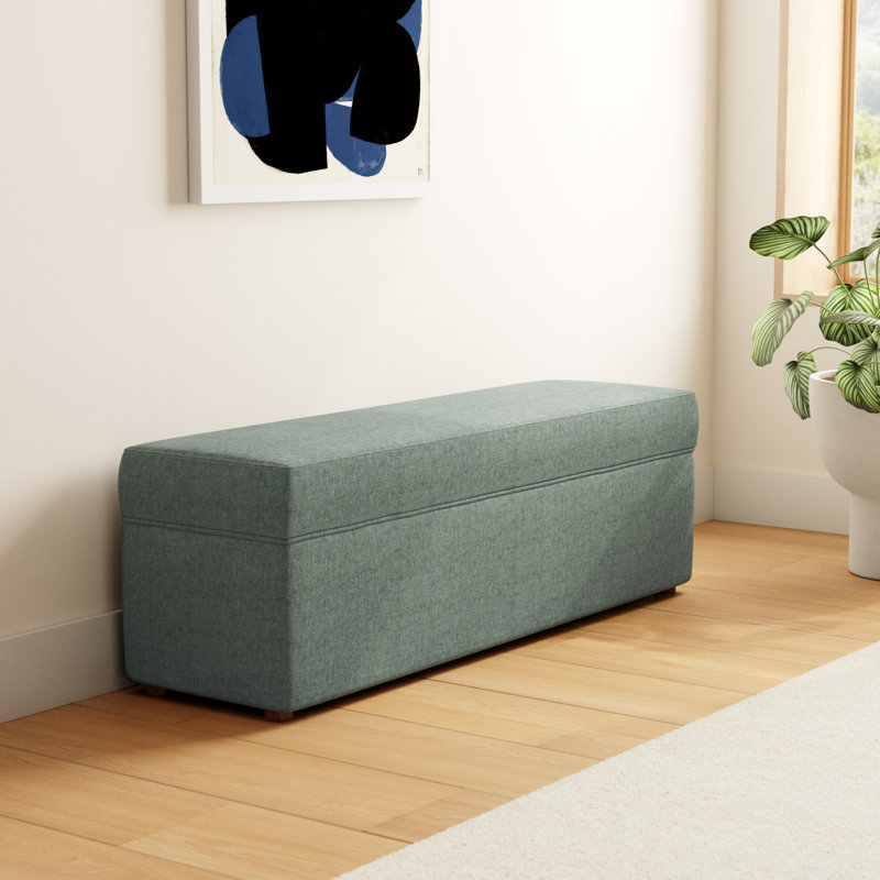 Mel Chenille Upholstered Storage Bench, Honeycomb Forest Chenille