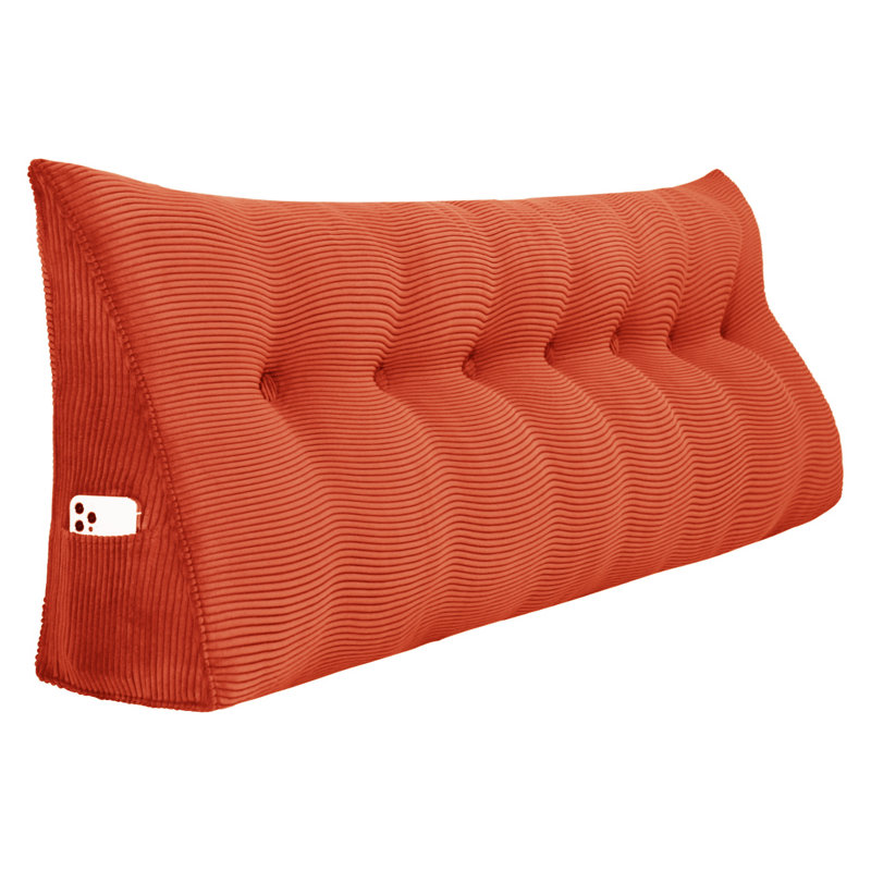 Sit-up Back Comfort Corduroy Bed Headboard Wedge Reading Pillow Triangular Backrest Compression, California King, Royal Blue