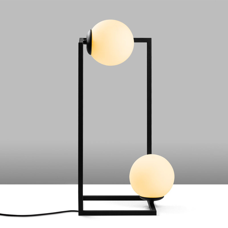 Modern Industrial Table Lamp, Black Metal Body & Glass Cap, 10 x 10 x 21.7 inches | E14 Socket, Max 40W (Bulb Not Included) | Stylish Lighting for Home & Office, IP20 Rated, Contemporary Design