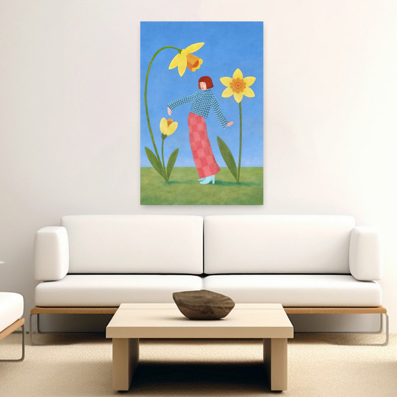 Printemps, jonquille, danse, fantaisie, H 60 po x l 40 po