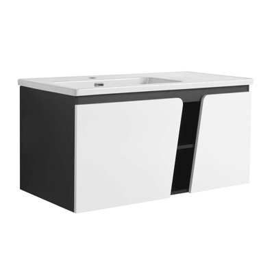 Meuble-lavabo simple 39,6 po avec plateau en céramique Rutu