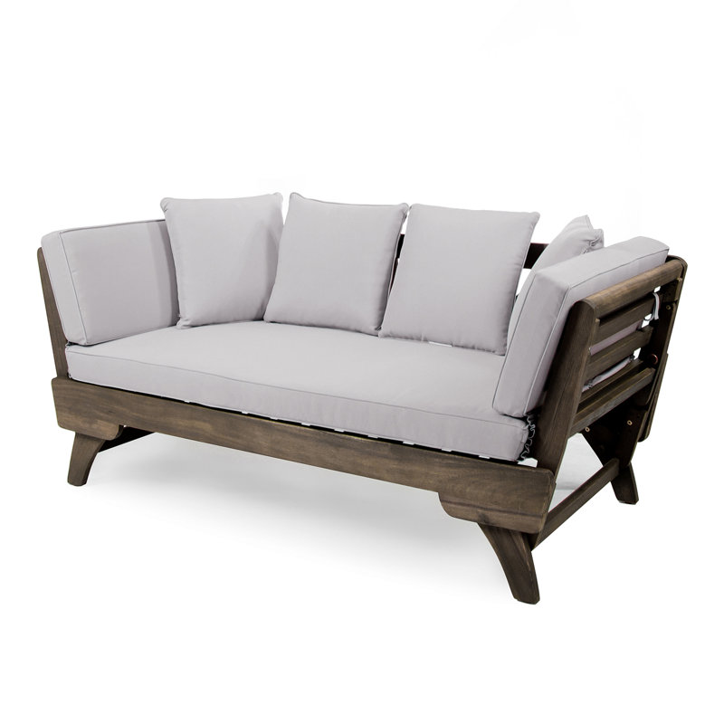 Lit de jour convertible pour l'extérieur avec structure en bois d'acacia