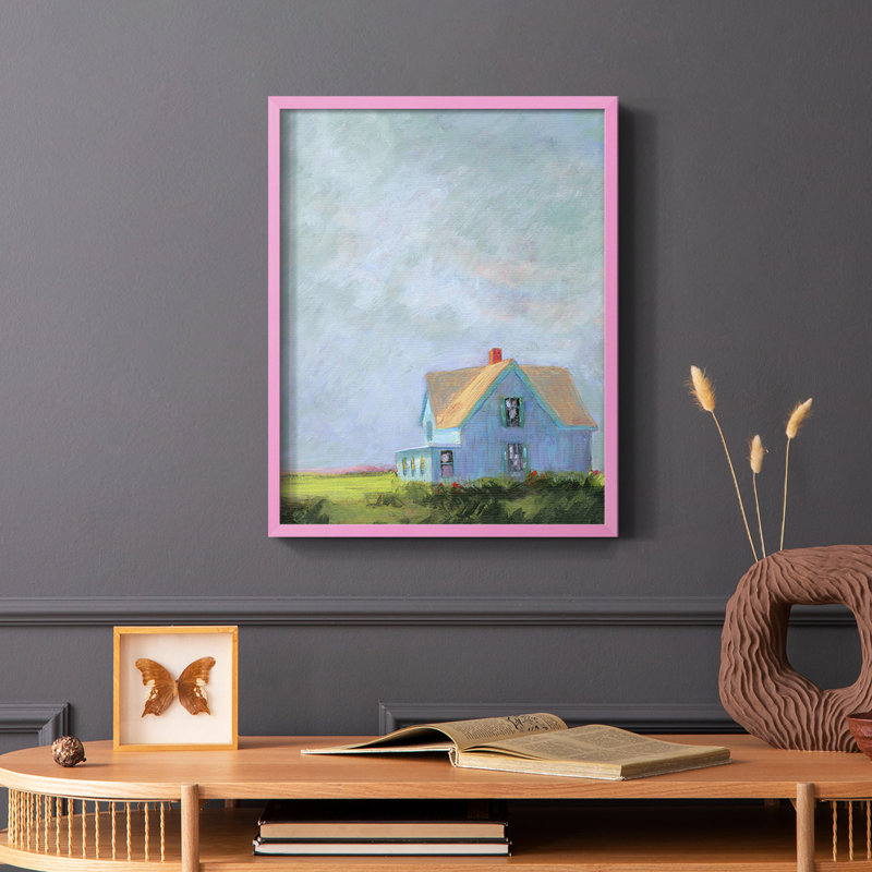 «Blue Cape», reproduction encadrée - bois massif, Rose, H 10 po x l 8 po