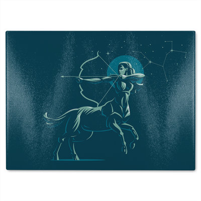 Zodiac Sagittarius Dining Glass Chopping Board