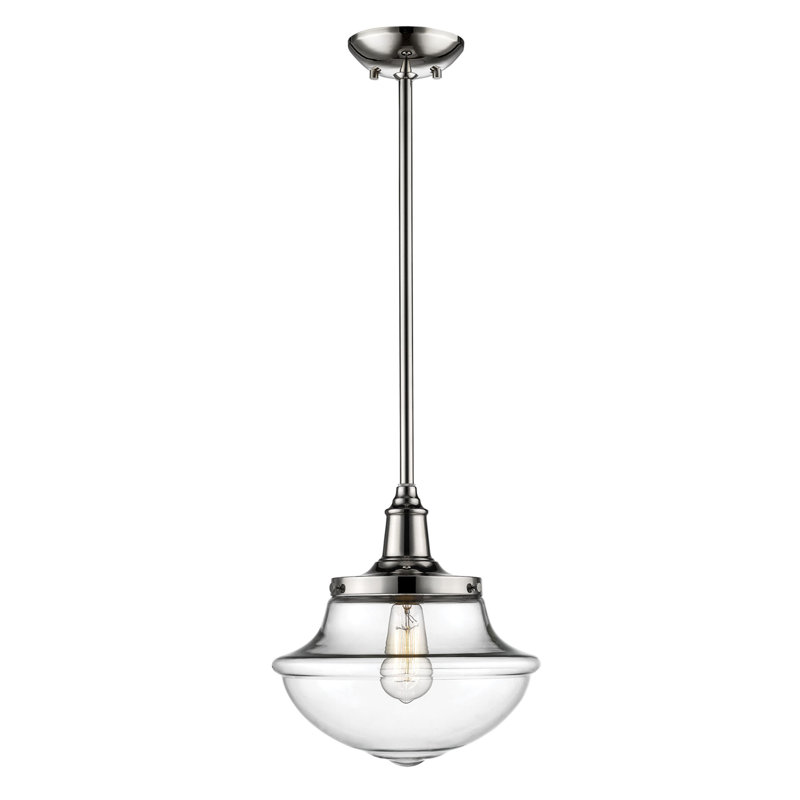 1 - Light Single Pendant, Polished Nickel