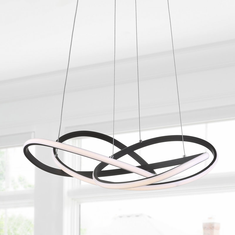Cales Dimmable LED Geometric Chandelier, Black