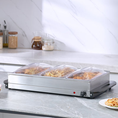 Chauffe-plats de comptoir en acier inoxydable Dinah