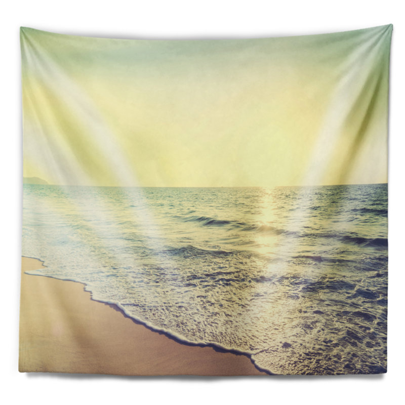 Mer de mer brillante au cours du coucher de soleil tapisserie, H 78 po x l 92 po