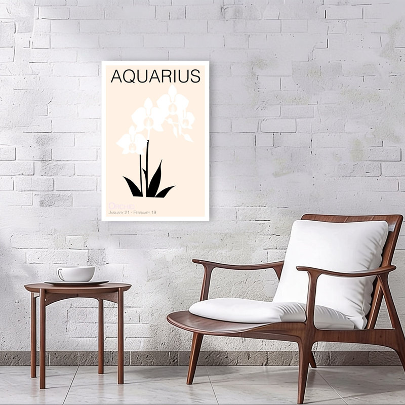 Aquarius Orchid Minimal Elegant Modern Abstract Orchid Flower Landscape Wall Art Print 1 Piece Wrapped Canvas Wall Art