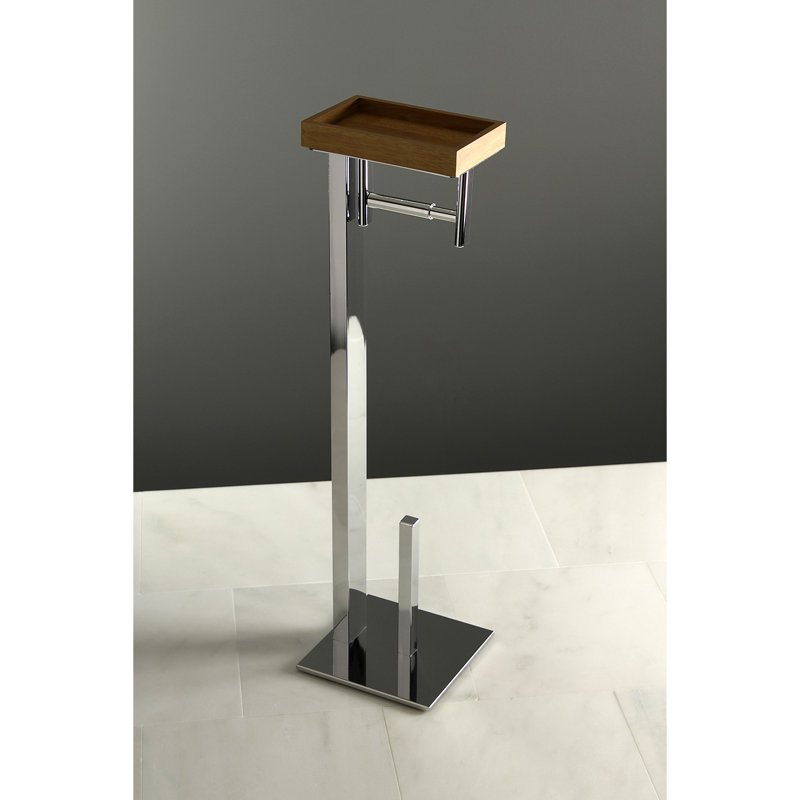 Kingston Brass Edenscape Freestanding Toilet Paper Holder with Storage Shelf, Polished Chrome