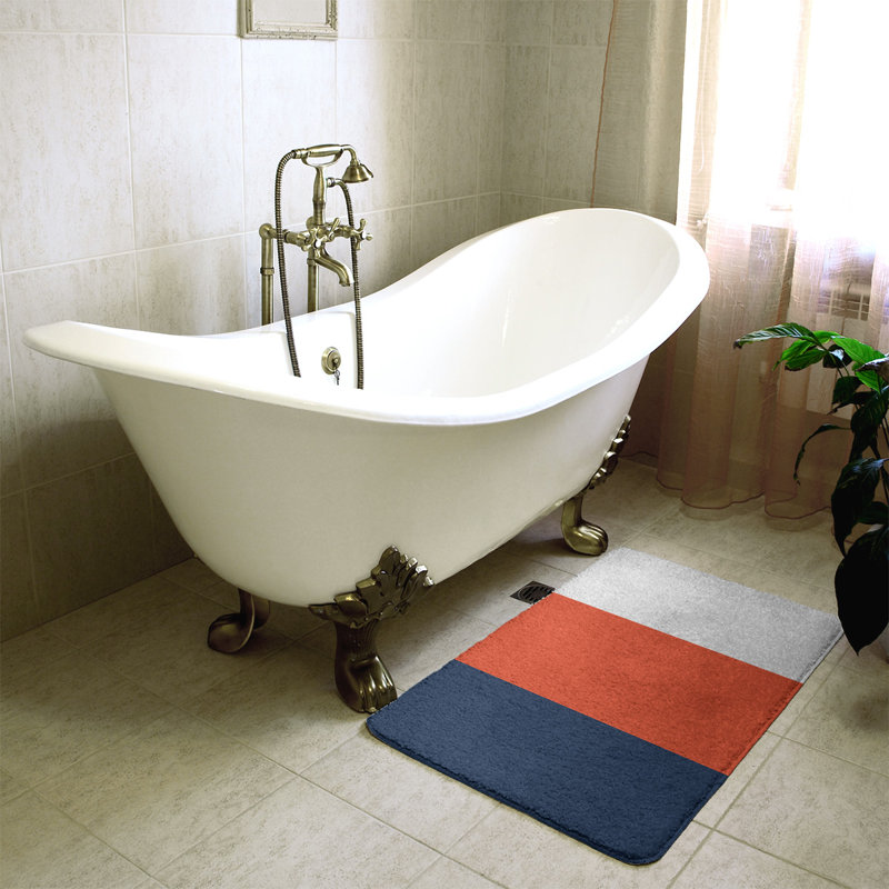 Tapis pour salle de bain Houston, l 21 po x L 34 po, Navy/Orange