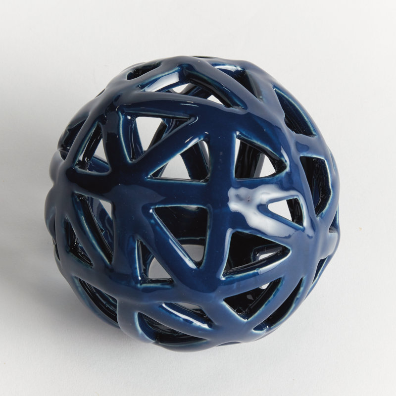 ALICIA METAL ORB, 5" H x 5" W x 5" D, Blue