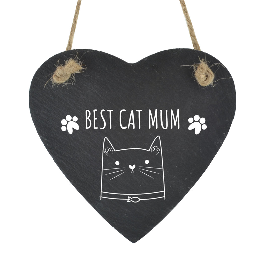 Heffernan Best Cat Mum Heart Slate Wall Décor