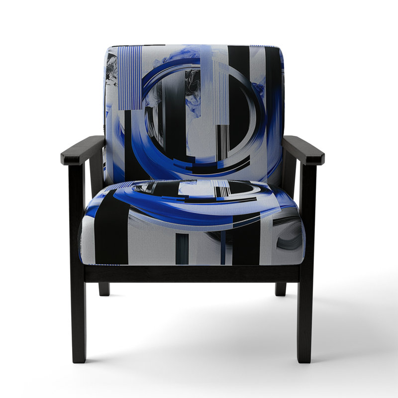 Chaise d'appoint rembourrée, fauteuil moderne Jifi, Polyester bleu, Accoudoirs carrés noirs