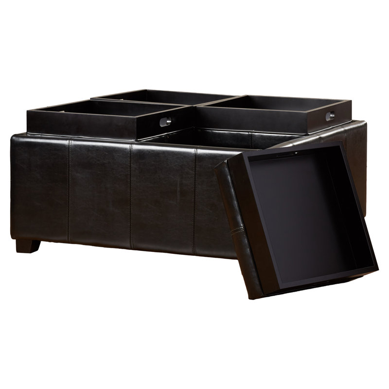 Solution de rangement cachée pour repose-pieds Jaymee-Lynn, Similicuir noir