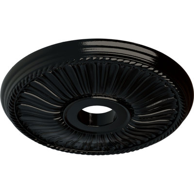 Médaillon de plafond Endurathane Berkshire, DE 20 1/8 po x P 3 7/8 po x P 1 7/8 po (convient aux auvents jusqu'à 6 3/8 po), finition perle noire peinte à la main
