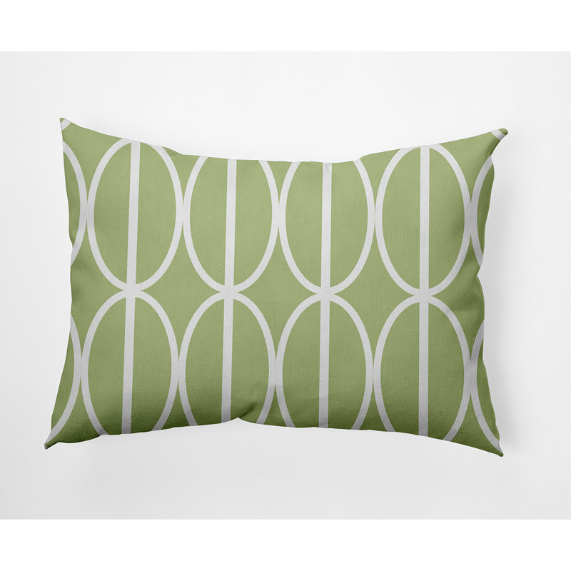 Ovals Geometric Reversible Throw Pillow, Green