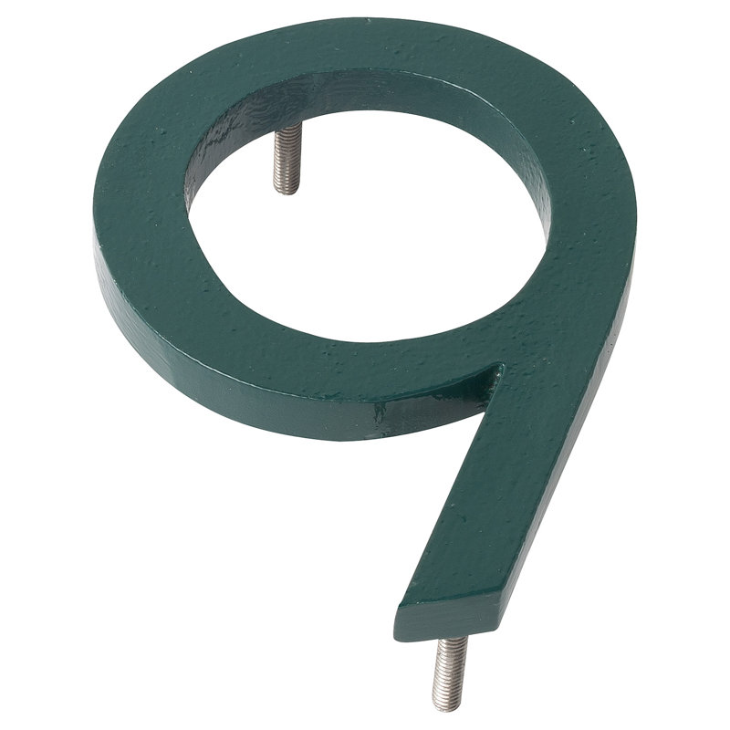 Numéro de maison à fixation flottante 6 po, Vert forêt, 9