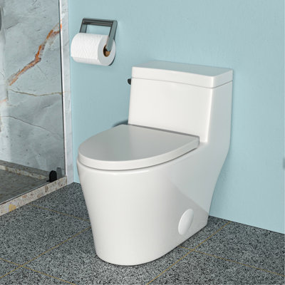 Toilette une pièce en céramique blanche - efficacité de chasse d'eau Tornado, siège à fermeture en douceur, assise confortable, une chasse d'eau, glacis silencieux, hauteur d'assise